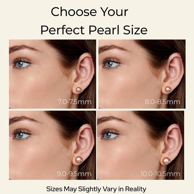 The Pearl Source Round Pink Freshwater Real Pearl Earrings for Women - Sterling Silver Stud Earrings | Hypoallergenic Earrings with AAA Genuine Cultured Pearls - Image 3